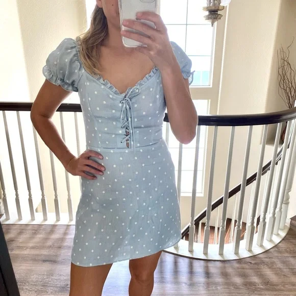 white christmas dresses Mya Light Blue Satin Mini Dress - US 2 main image 0